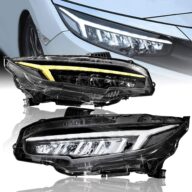 Archaic Headlights for 10th Gen Honda Civic 2016-2022, LED Head Lamp with Sequential Turn Signal for Civic Sedan/Coupe/Hatchback, Headlight Assemblies for EX/LX/Sport/Touring/Si/Type R, Pair