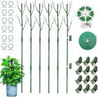 6 Pack Monstera Plant Support Stakes,43 Inch Plant Stakes for Indoor Plants with Orchid Clips Twist Ties and Plant Strap,Twig Plant Sticks for Indoor Potted Plants Flowers and Outdoor Climbing Plant