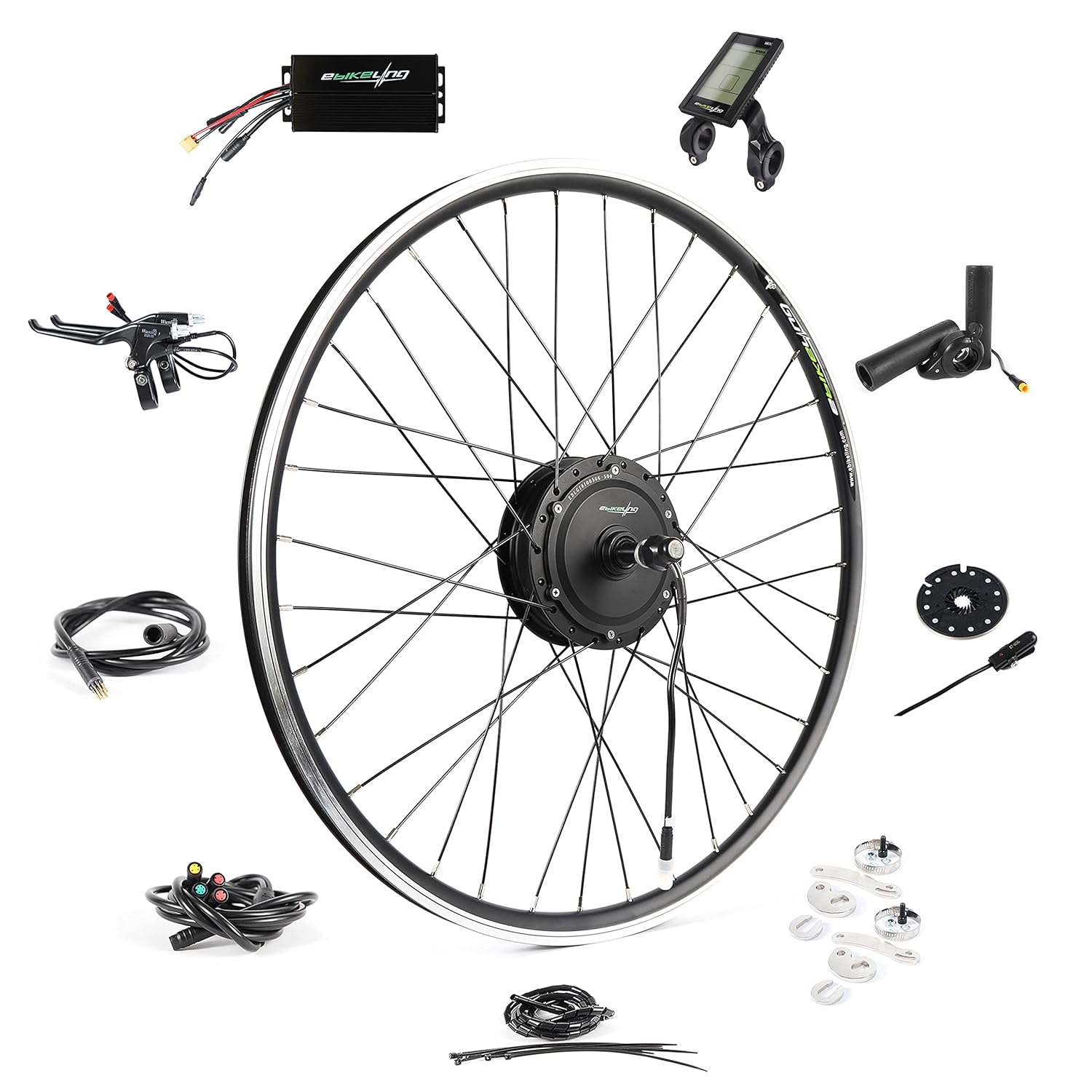 EBIKELING Waterproof Ebike Conversion Kit for Electric Bike 700C Front/Rear Wheel Electric Bicycle Hub Motor Kit, 500W, Front/LCD/Thumb