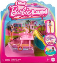 Barbie Mini BarbieLand Doll & Toy Vehicle Sets, 1.5-inch Doll & Dream Boat with Color-Change Surprise