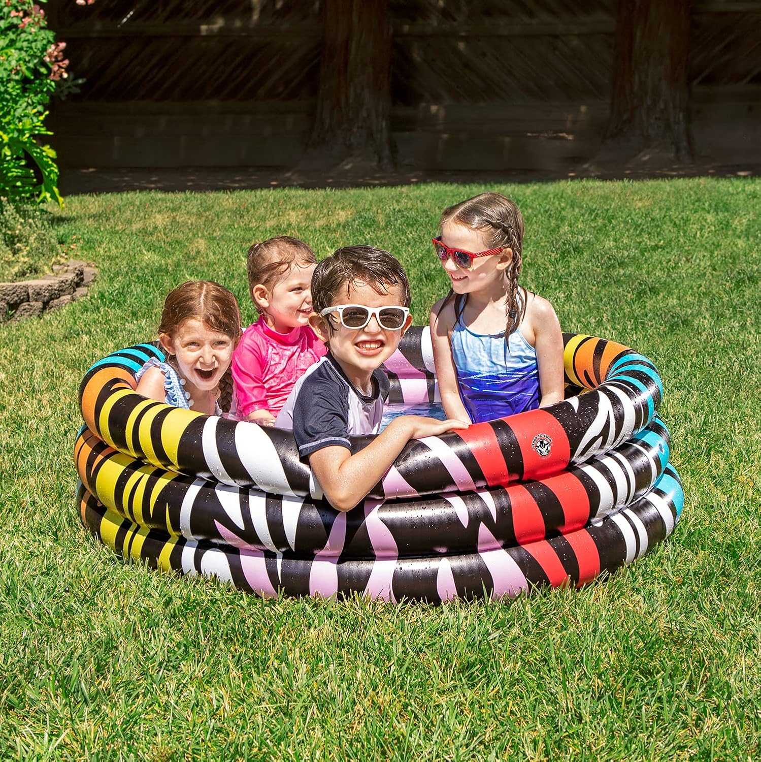 Poolmaster Inflatable Swimming Pool Kiddie Pool, Rainbow Zebra