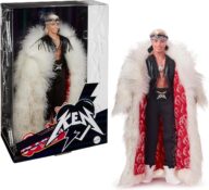 Barbie The Movie Collectible Ken Doll Wearing Big Faux Fur Coat & Black Fringe Vest with Bandana (Amazon Exclusive)