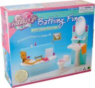 Dollhouse Furniture – Bathing Fun with Bath Tub and Toilet Playset