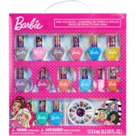 Barbie Movie 18 Piece Set Kids Water-Based Nail Polish Activity Makeup Set, Includes Nail Polish with Nail Gems Wheel and Nail File for Parties, Sleepovers and Makeovers, Townley Girl