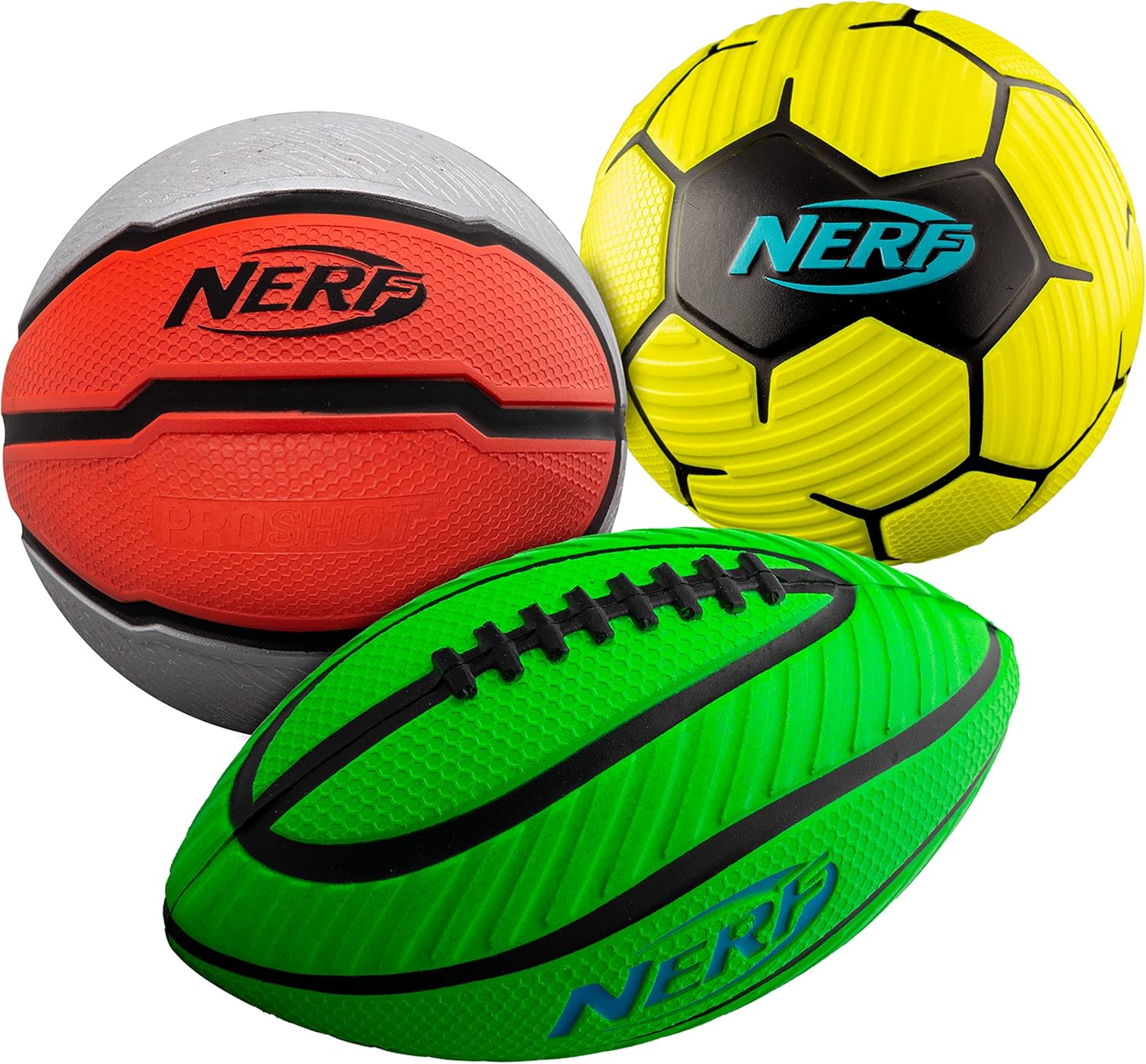 Nerf Mini Foam Sports Ball Set – Foam Football, Soccer Ball + Basketball Set Soft Foam Sports Set for Kids