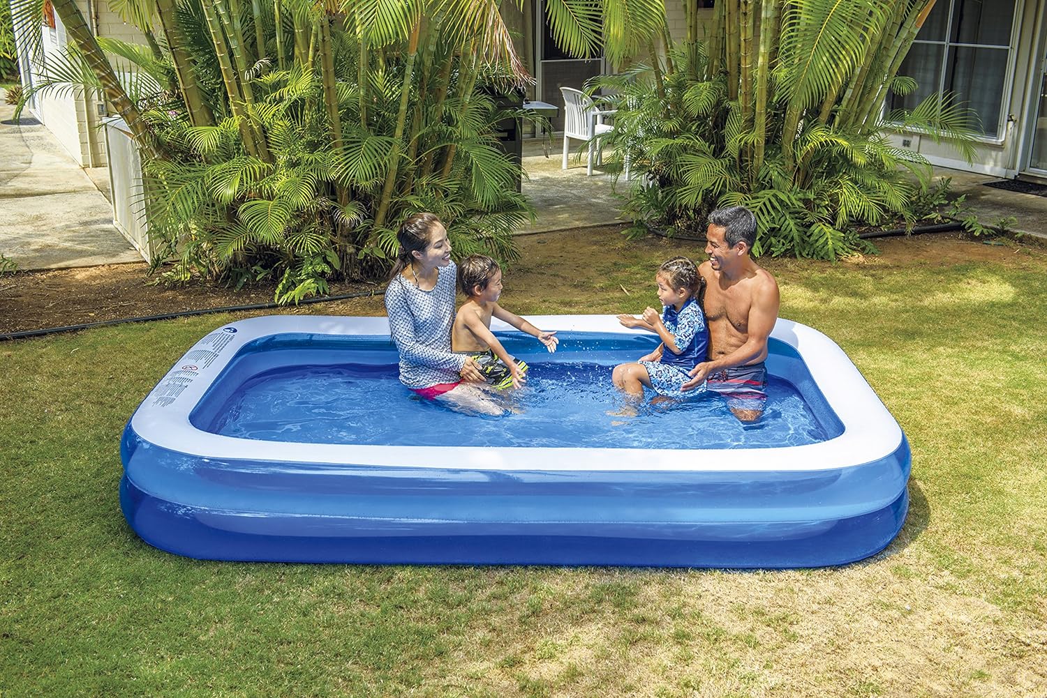 Giant Inflatable Kiddie Pool – Family and Kids Inflatable Rectangular Pool – 10 Feet Long (120″ X 72″ X 20″)