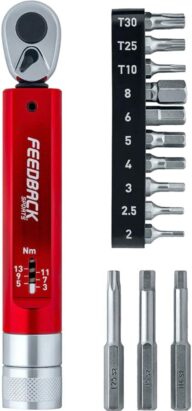 Feedback Sports Range Click Torque Wrench Set | Adjustable Torque Bit Driver [2-14Nm]| 13 S2 Steel Hex & Torx Bits| TPU Protective Carrying Case | Bicycle Tool Kit | Mini Torque Wrench |