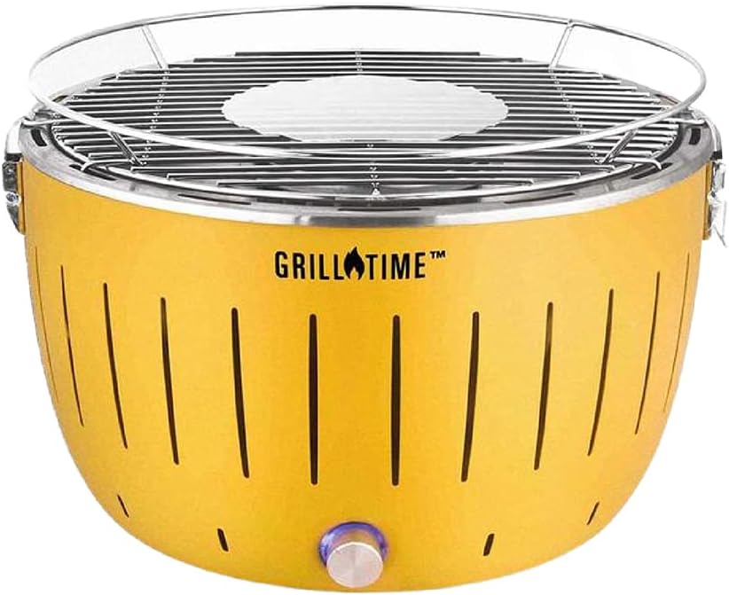 Grill Time Tailgater GT Portable Charcoal Grill Perfect for Camping Accessories, Tailgating, Outdoor Cooking, RV, Boats, Travel, Lightweight Compact Small BBQ Accessories (12.5 Inch, Yellow)