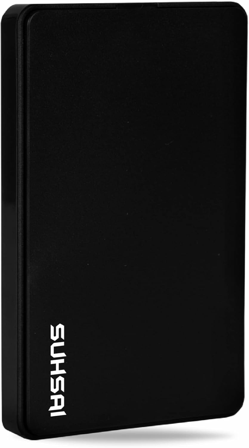 SUHSAI External Hard Drive USB 2.0 Hard Disk Storage and Backup Portable Hard Drive Memory Expansion – Ultra Slim 2.5 inch HDD Compatible with PC, MAC, Laptop, Desktop, Chormebook (100GB, Black)