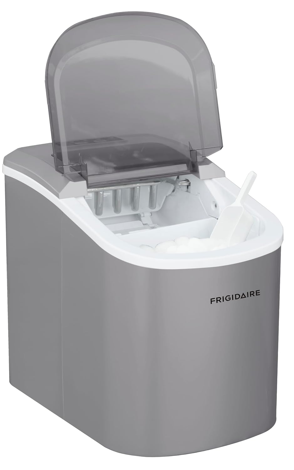 Frigidaire Ice Maker EFIC189, Countertop Ice Maker with Transparent Window, Bullet Ice Maker, 26 lbs. Capacity per day, Small Ice Maker Machine – 11.6D x 8.7W x 11.4H, Silver (Packaging May Vary)