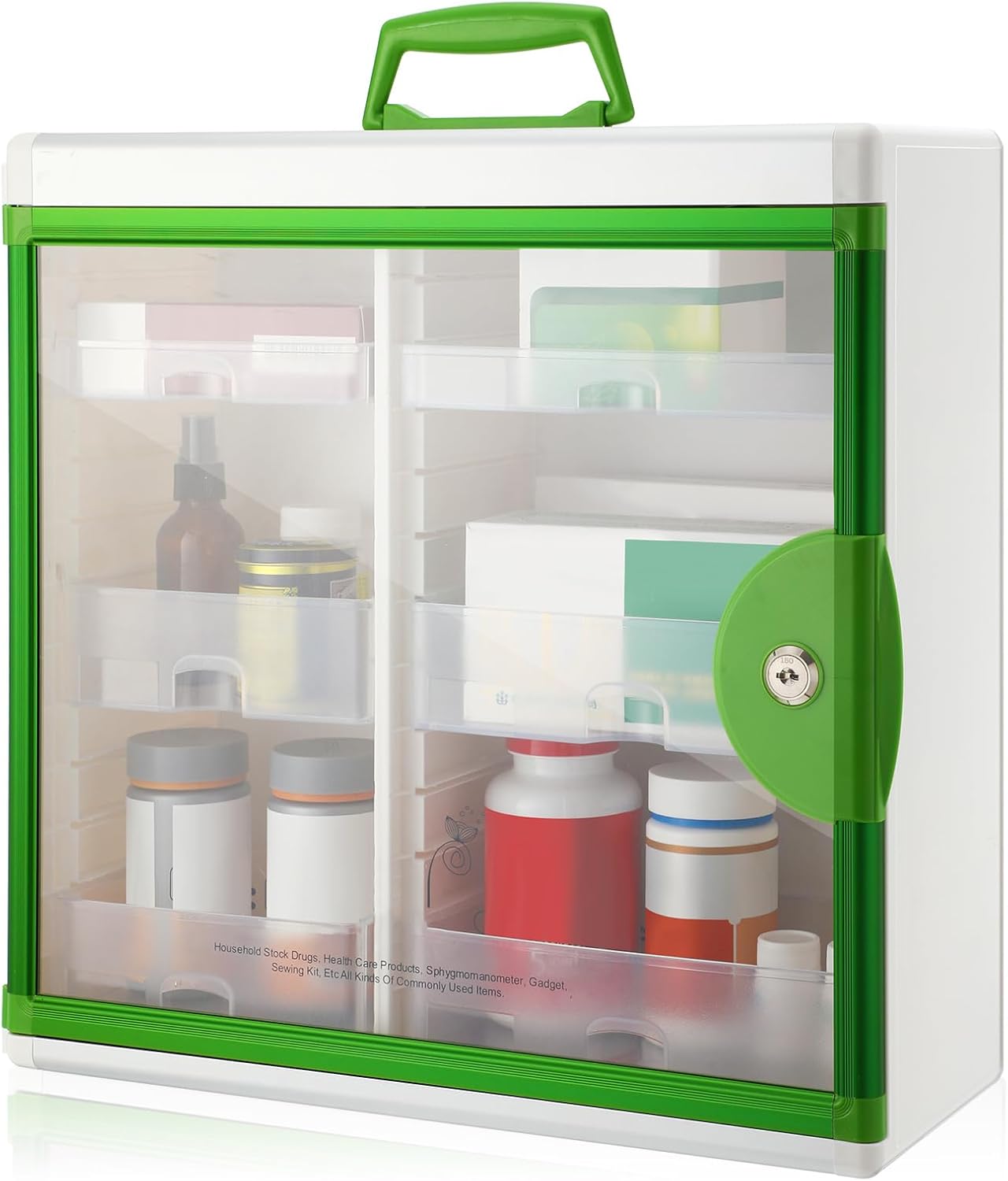 Timgle Medicine Cabinet with Lock Wall Mounted and Portable Storage Container Locking Medicine Cabinet First Aid Cabinet Hanging Medical Cabinet for Home Locker Room (15.63 x 15.43 x 6.5 Inch)