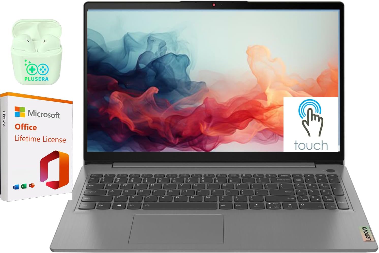 Lenovo ‎Ideapad 3i ‎15.6″ Touchscreen Laptop Computer, ‎Windows 11 Home 40GB RAM 1TB SSD, Intel i3-1115G4, FHD ‎1920×1080 Display, Microsoft Office Lifetime License, Plusera Earphone, Arctic Grey