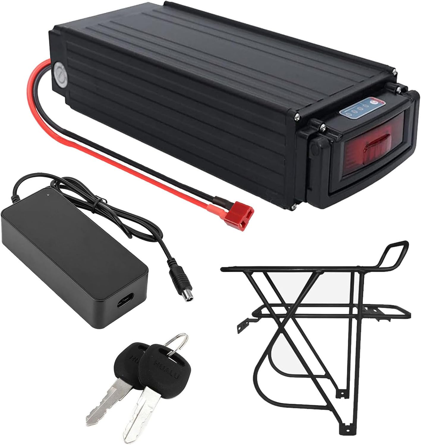 Lithium Battery 48V Rear Rack E-Bike Battery 48V Luggage Rack Battery 48V Rechargeable Li-ion Battery for 450-1000W Motor Kit 48V E-Bike Battery with Battery Rear Rack