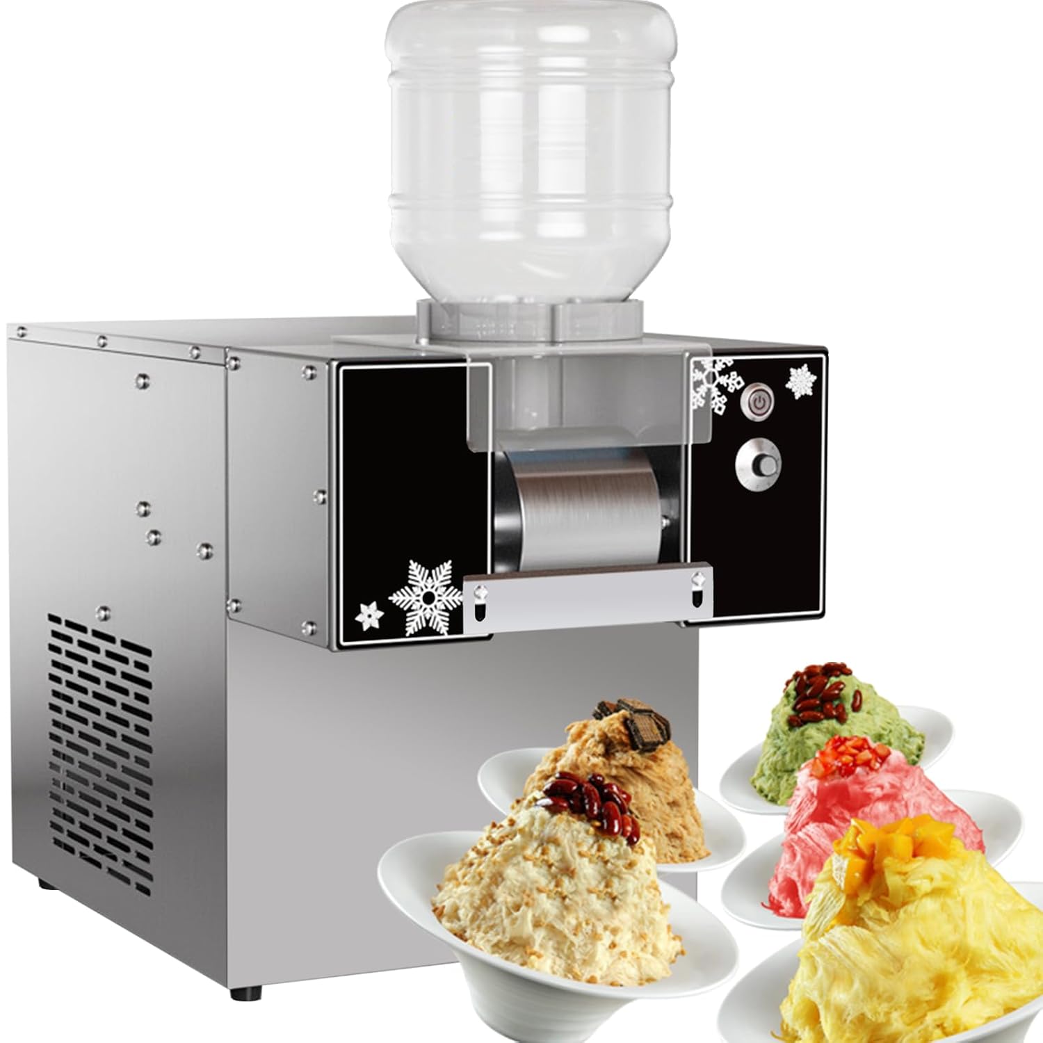 ice makers machine 132LBS/ 60KG Shaved Ice Machines Ice Crusher For snowflake ice cream spaghetti/thick strips ice cream,ice out in 3S 10 speeds different shape ice 110V