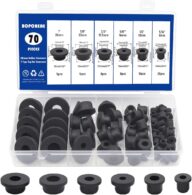 70PCS Tophat Silicone Rubber Grommets for Wiring Assortment Kit, Waterproof Automotive Firewall Wire Cable Hole Plugs, T-Type Hole Grommet for Desk, Water Pipe, Tubing, Hydroponic, Irrigation