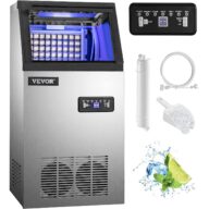 VEVOR Commercial Ice Maker, 90 lbs/24h Under Counter Ice Machine with 22lbs Storage Capacity, 3×8 Ice Cubes Plate, Water Filter & Scoop Included, Commercial Ice Machine 110V for Restaurant Bar Cafe