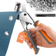 Grommet Tool Kit Eyelet Plier: IMLIKE Handheld Puncher Set with 500pcs 3/8 inch (10mm) Silver Grommets, Manual Eyelet Kits Press Machine for Banner