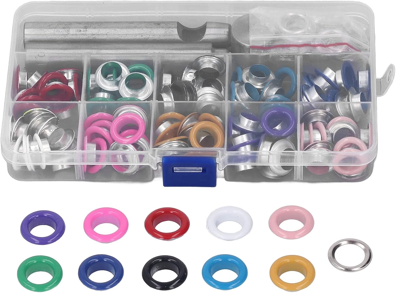 10mm Multi Color Grommet Kit,Metal Eyelets Kits Shoe Eyelets Grommet Sets Grommets and Eyelets with Install Tool for Shoes Bags Clothing Shoelaces