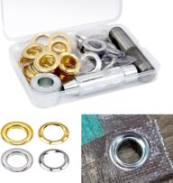 50 Sets 3/4″ Grommet Tool Kit, Grommet Setting Tool Copper Grommets Eyelets, 2 Colors,with 3 Pcs Install Tool