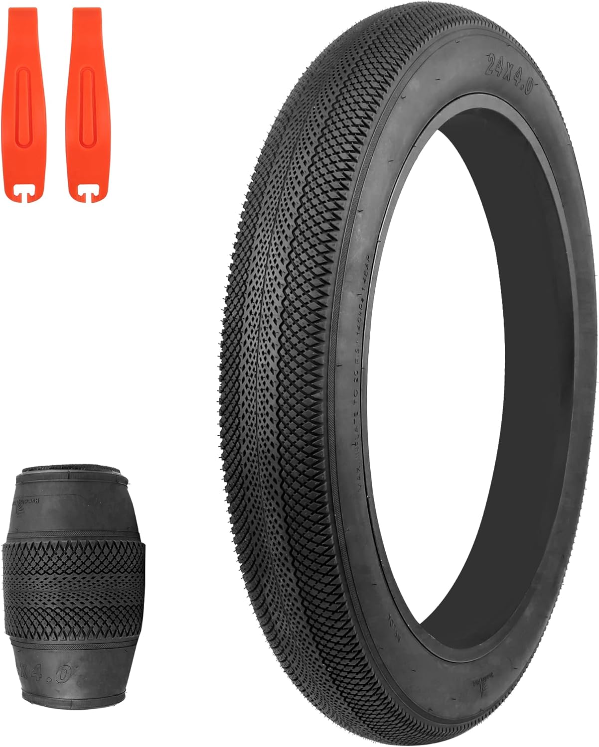 ZUKKA Bike Tire 24 x 4.0 Fat Bike Tire Replacement Tire Folding Mountain Bike Tire High-Density Bike Tires for Snow Beach BMX MTB Electric Bike