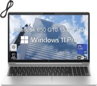 HP Elitebook 650 G10 15.6″ FHD Business Laptop Computer, 13th Gen Intel 10-Core i7-1355U, 64GB DDR4 RAM, 4TB PCIe SSD, WiFi 6E, BT 5.3, Backlit KB, Fingerprint Reader, Windows 11 Pro, AZ-XUT Cable