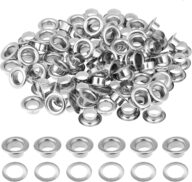 100Sets Metal Silver Eyelets 1/4 Inch Grommets Eyelets with Washers Silver 1/4 Grommet Kit for Canvas, Shoes, Clothing, Bead Cores, Fabric, Leather and Bag