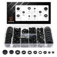 Vrupin 188 Pcs Rubber Grommets Kit – Rubber Washers for Wiring – 10 Different Sizes(1/4″, 5/16″, 3/8″, 7/16″, 1/2″, 5/8″, 7/8″, 1″ Inch)