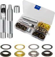 1/2 Inch Grommet Kit 100 Sets, Luxiv Grommets Eyelets 12mm Sewing Eyelets Gold, Silver, Black Metal Grommet Kits 4 Colors with Tools and Storage Box