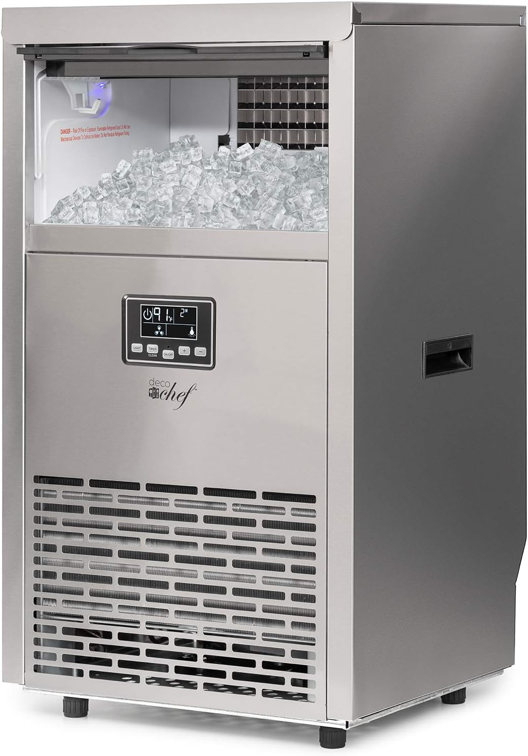 Deco Chef Commercial Ice Maker 99lb Every 24 Hours 33lb Storage Capacity Stainless Steel Great for Hotels, Restaurants, Bars, Homes, Offices Includes Connection Hoses and Ice Scoop