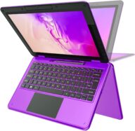 AWOW Purple Touchscreen 2 in 1 Laptop, 11.6″ FHD Purple Intel 4 Core Celeron N4120 Processor 6GB RAM 256GB M.2 SSD Storage Kids Gift Convertible Laptop