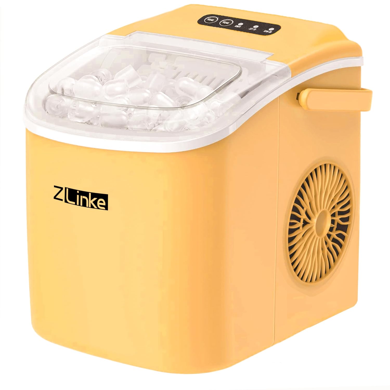 Countertop Ice Maker, Ice Maker Machine 6 Mins 9 Bullet Ice, 26.5lbs/24Hrs, Portable Ice Maker Machine with Self-Cleaning, Ice Scoop, and Basket (Black) (Yellow)