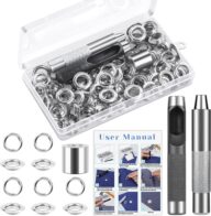 120 Sets Grommet Tool Kit 1/2 Inch, Cridoz Grommet Eyelets Kit with Setting Tools and Storage Box for Fabric, Tarps, Curtains