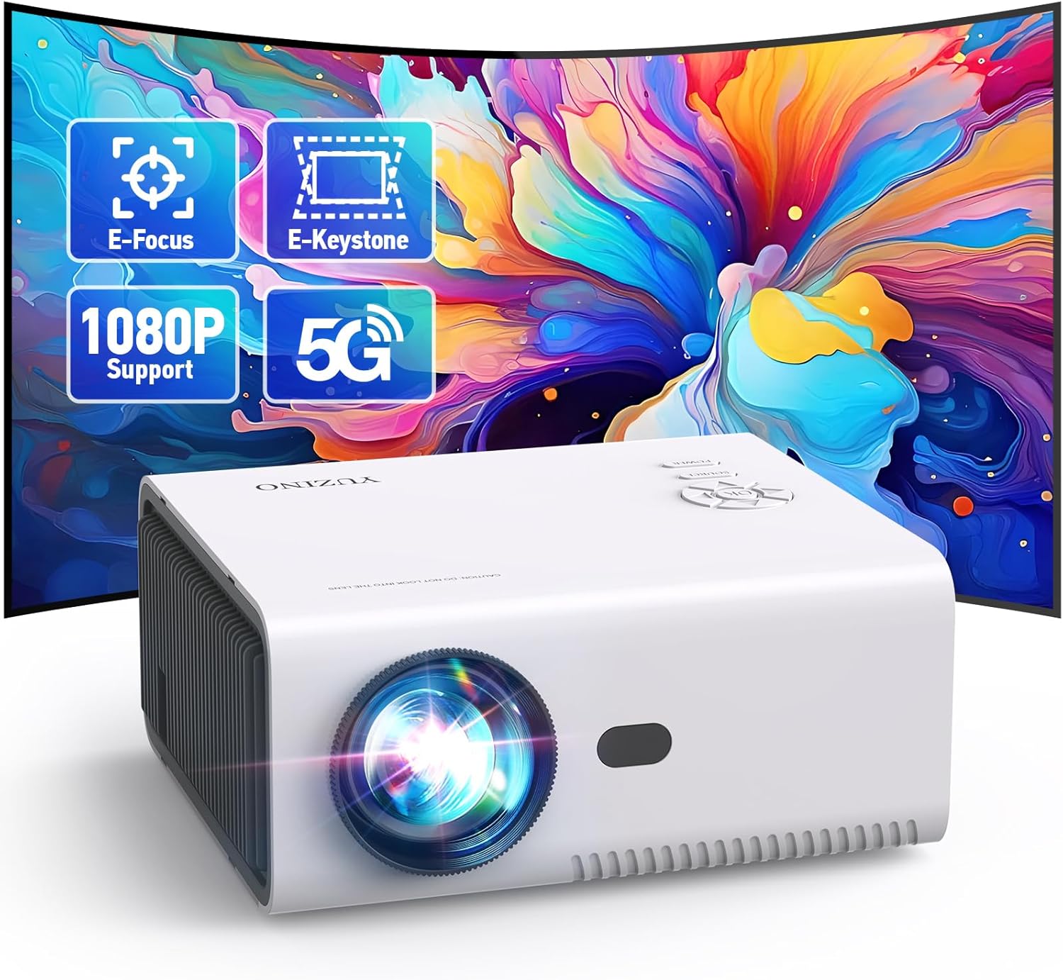 【Electric Focus】YUZINO Mini Projector with WiFi and Bluetooth, 2024 Upgrade Full HD1080P Portable Outdoor Projector with ZOOM for Movie Nights/Sports/Party Support Phone/Laptop/TV Stick/HDMI/USB