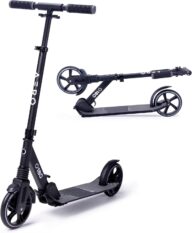 Aero Big Wheels Kick Scooter for Kids Ages 8-12, Teens and Adults. Commuter Adult Scooters with Hand Brake, Rubber mat, Shock Absorption, Foldable and Height Adjustable