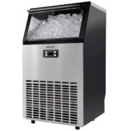 EUHOMY Commercial Ice Maker Machine – 99lbs Daily Production, 33lbs Ice Storage, Stainless Steel Freestanding & Under Counter Ice Maker, Ideal Ice Maker for Home/Bar/Restaurant/Outdoor Activities