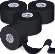 Athletic Tape, CKeep 4 Packs Black Sports Tape, Sport Tape for Strains and Sprains, Easy to Tear and No Residue, Hypoallergenic and Breathable（45ft Per Roll）