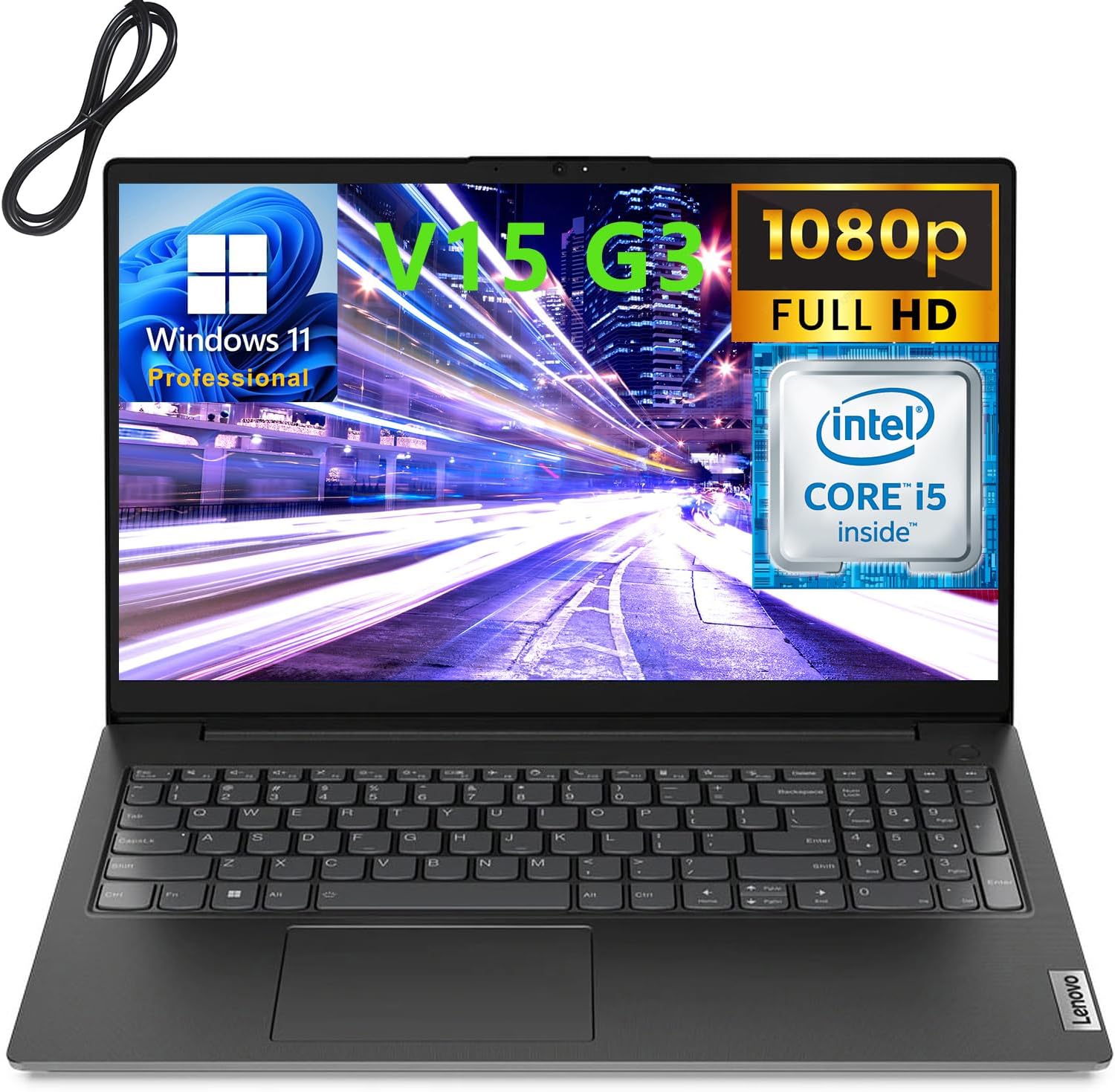 Lenovo 2023 V15 G3 15.6″ FHD Business Laptop Computer, 12th Gen Intel 10 Cores i5-1235U (Beat i7-1195G7), 16GB DDR4 RAM, 1TB PCIe SSD, 802.11AC WiFi, Bluetooth 5.1, Windows 11 Pro, AZ-XUT Cable