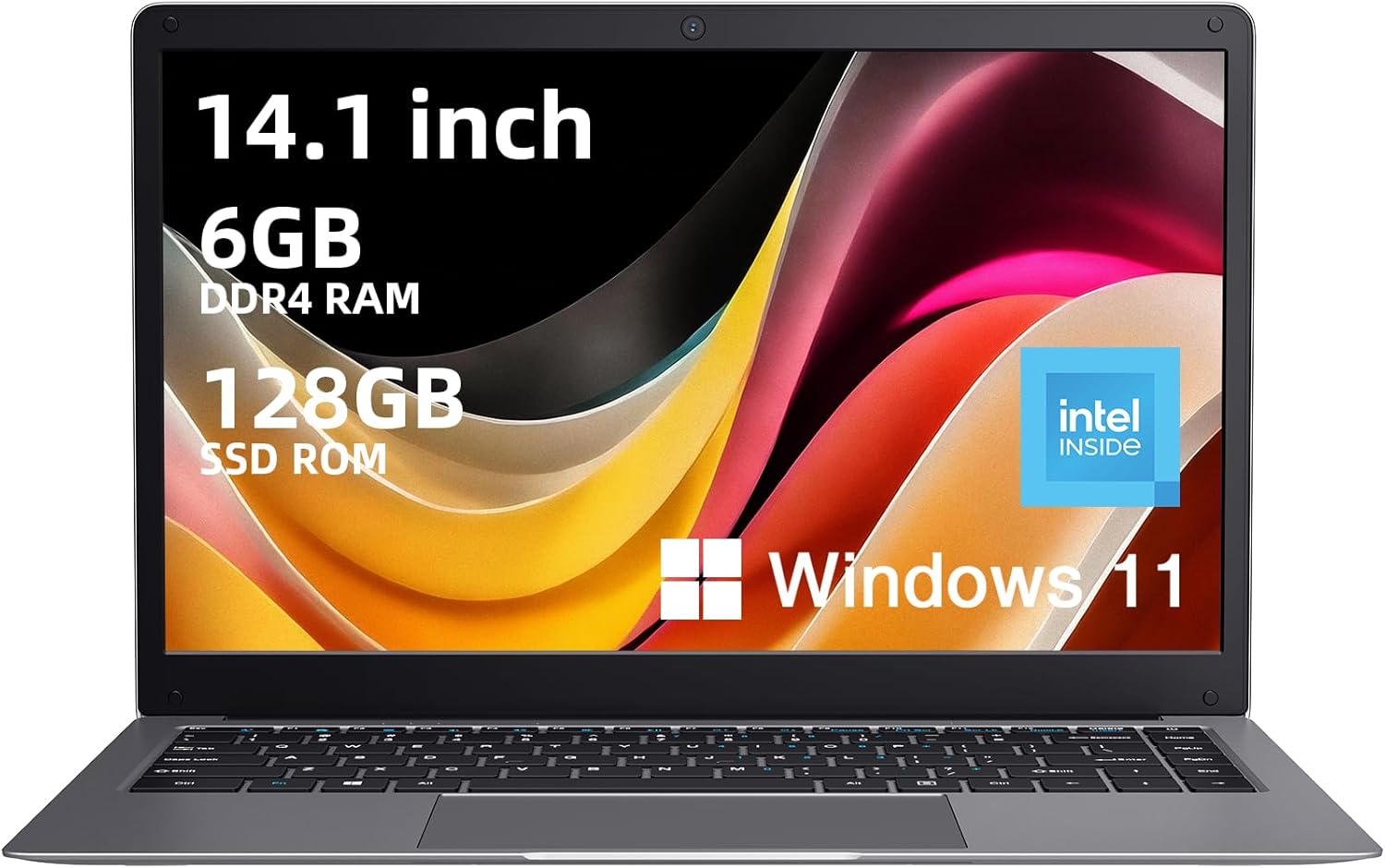 14 inch FHD Laptop Computer, 6GB DDR4 RAM/128GB SSD, Intel J4005 Processor (Up to 2.7GHz), Win 11 Thin & Portable Notebook PC, WiFi / BT4.0 (Siver Gray)