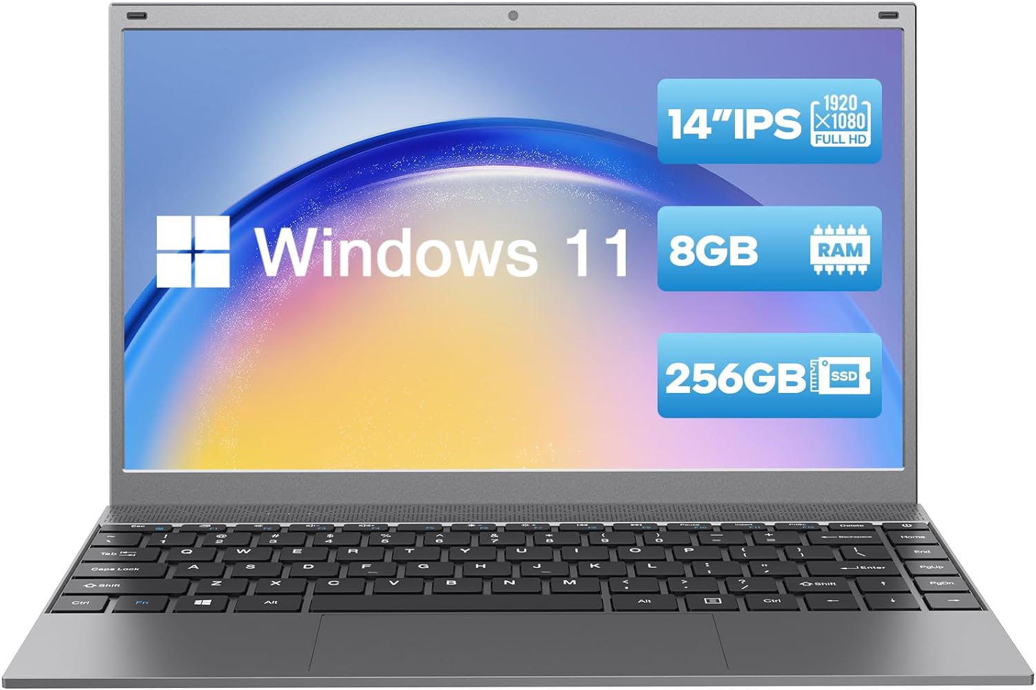 Laptop Computer, 8GB RAM, 256GB SSD, 4-Cores N4120 Processor Laptop, 14 inches Full HD IPS Display Laptop Computers, 11 Pro, Support 2.4G/5G WiFi, Bluetooth 4.2, USB 3.0, Long Lasting Battery