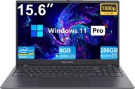 15.6″ FHD Windows 11 Pro Laptop PC with 8GB RAM 256GB SSD, Intel Celeron N4000(up to 2.6GHz) 丨 FHD IPS Display丨3xUSB A丨RJ45丨HD Port丨Wi-Fi 5丨BT5.1 Ultra Thin and Light Notebook Computer – Gray