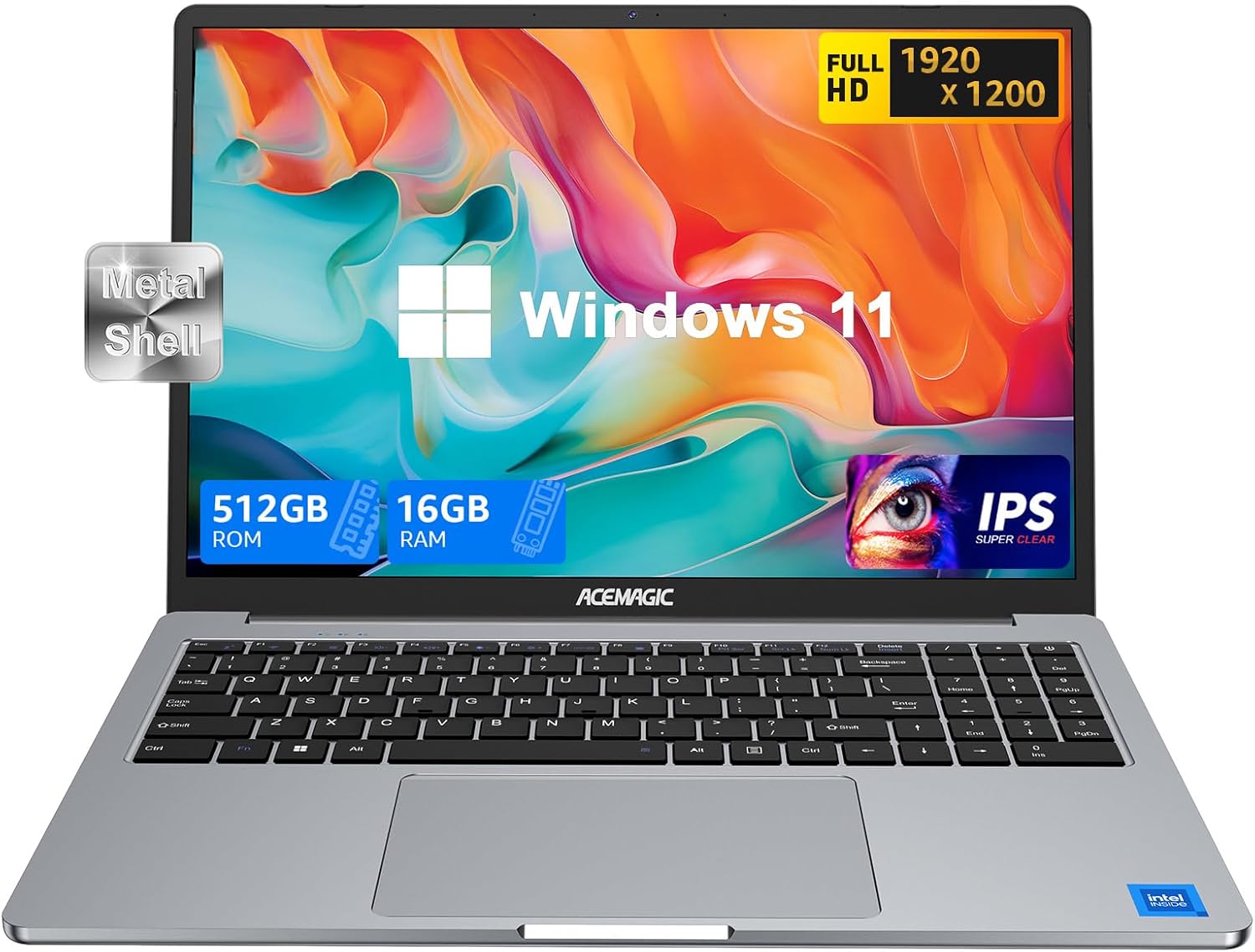 ACEMAGIC Laptop, Laptop Computer 16 inch FHD Display 16GB RAM 512GB ROM with Intel 12th Gen Alder Lake N95(4C/4T, Up to 3.4GHz) Support WiFi, BT5.0, 1MP Webcam, 3*USB3.2, Type-C