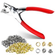 801PCS Grommet Tools Kit, 1/4 inch 400PCS Eyelets, 400PCS Washer, Portable Manual Grommet Eyelet Pliers, Grommet Hole Punch Tools for Leather, Fabric, Tarps, DIY Craft (Gold & Silver)