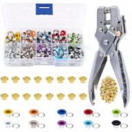 400PCS Eyelets/Grommets Tool Kits with 3/16 Inch Eyelet Hole Punch Pliers,Metal Grommet Kit with Plastic Storage Case Perfect,Grommet Eyelet Plier Set for Leather Cloth Shoe Eyelet Repair DIY Crafts