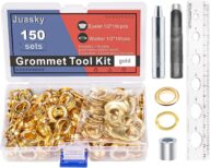 150 Sets Grommet Tool Kit 1/2 Inch, Gold Grommets; Metal Grommet Kit with Installation Tools for Leather, Fabric, Curtain, Canvas