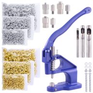 Swpeet 3007Pcs Heavy Duty Hand Press Eyelet Grommet Machine Punch Tool Kit, Including 3 Dies (#0#2#4), 3Pcs Installation Tools and 3000Pcs 3 Sizes Grommets & Rolling Base Tool Kit for Eyelet Hole Tool