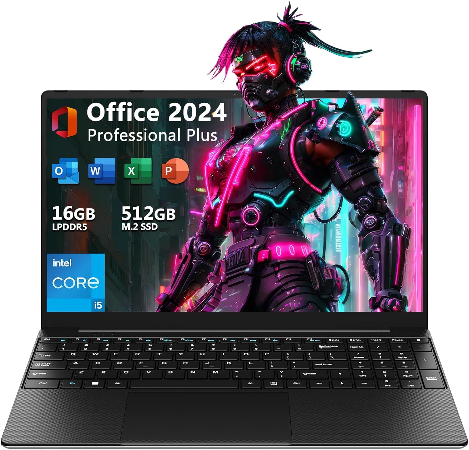 TPV 15.6″ Laptop Computer (Intel Core i5 / 16GB RAM/ 512GB SSD), MS Office 2024, FHD Display with 100% sRGB Color Gamut, Windows 11 Pro Notebook PC with Dual Band Wi-Fi, Webcam (Silver)