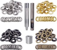 Wolfride Brass Grommet kit 10mm 3/8″ Inside Diameter Canvas Grommet Kit Fabric Grommet Kit Tarp Eyelet kit 100 Sets (4 Colors)