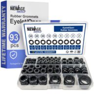 New Age America® 93pcs Rubber Grommet Plugs | Black | 1/4 Inch to 1 Inch | 9 Sizes | Eyelet Ring Gaskets | 1/4″ – 1″ Hollow Rubber Grommets | UV Protected, RoHS & REACH Compliant | w/Assortment Case