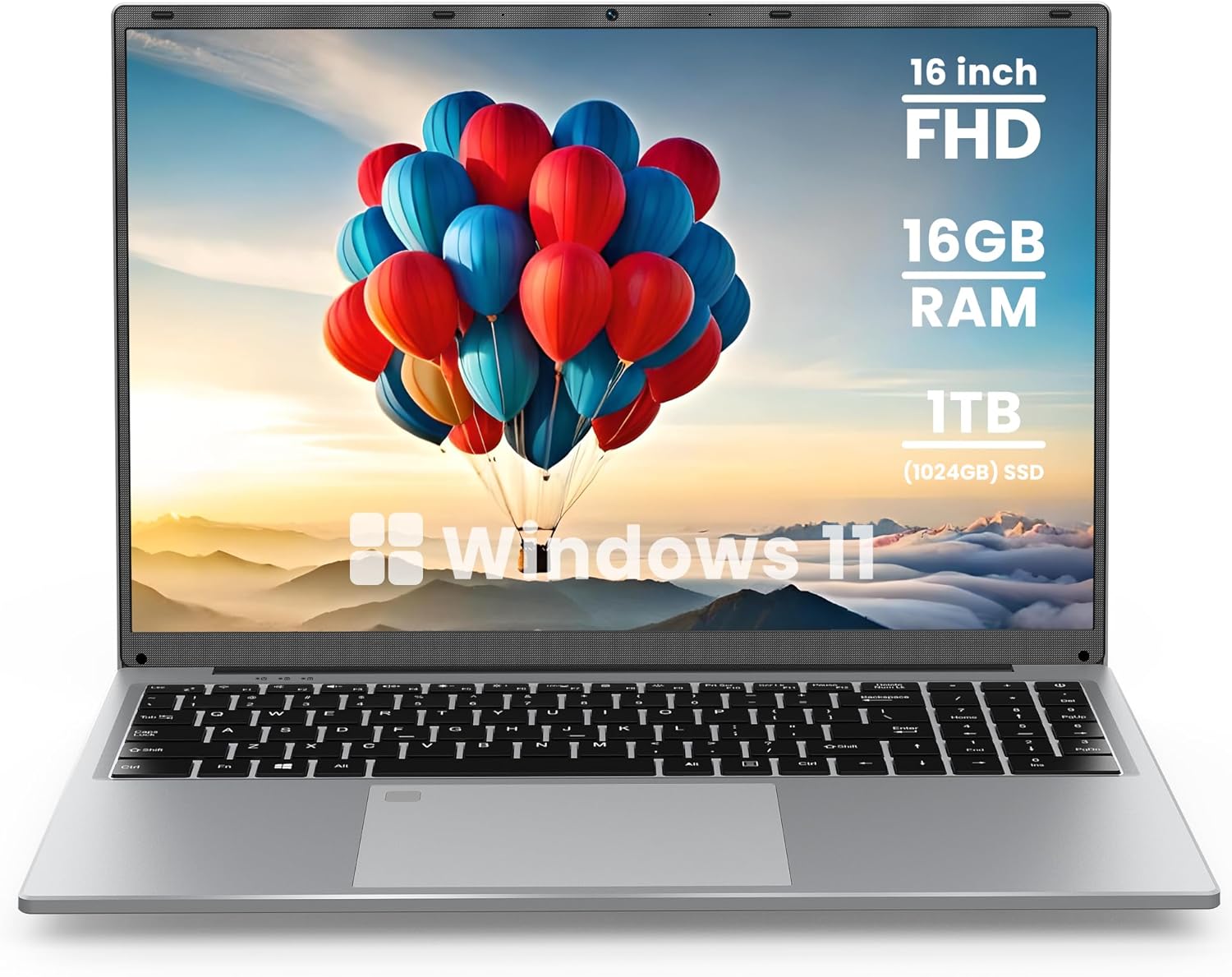 BIGASUO 16″ Laptop Computer, 16GB DDR4 RAM 1TB SSD, Quad-Core N100 Processor Up to 3.4GHz, 1200P FHD IPS Display, Windows 11 Laptops with USB 3.0, Type-C, Mini-HDMI, 2.4/5G WiFi, RJ45, Sliver