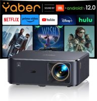 Projector 4K with Android TV, YABER K2s 800 ANSI WiFi 6 Bluetooth Projector, Sound by JBL, Dolby Audio, Auto Focus & Keystone, Native 1080P 4K Supported Outdoor Movie Projector with Netflix 7000+ Apps